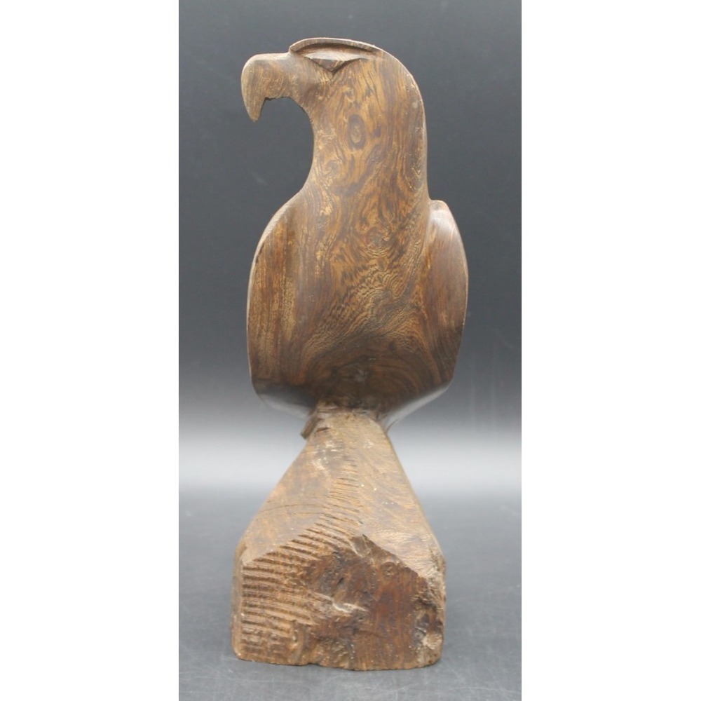 Hand Carved Wooden Eagle Sculpture Bird of Prey Folk Art Figurine 10" PNW